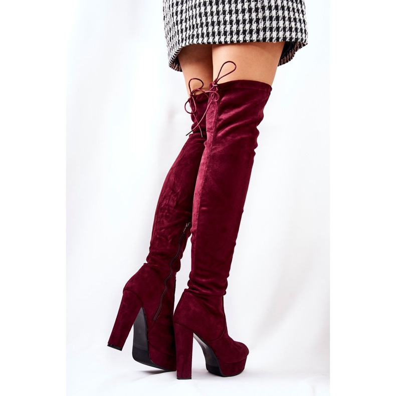 WS1 Botas de salto de camurça Burgundy Minesa vermelho 1