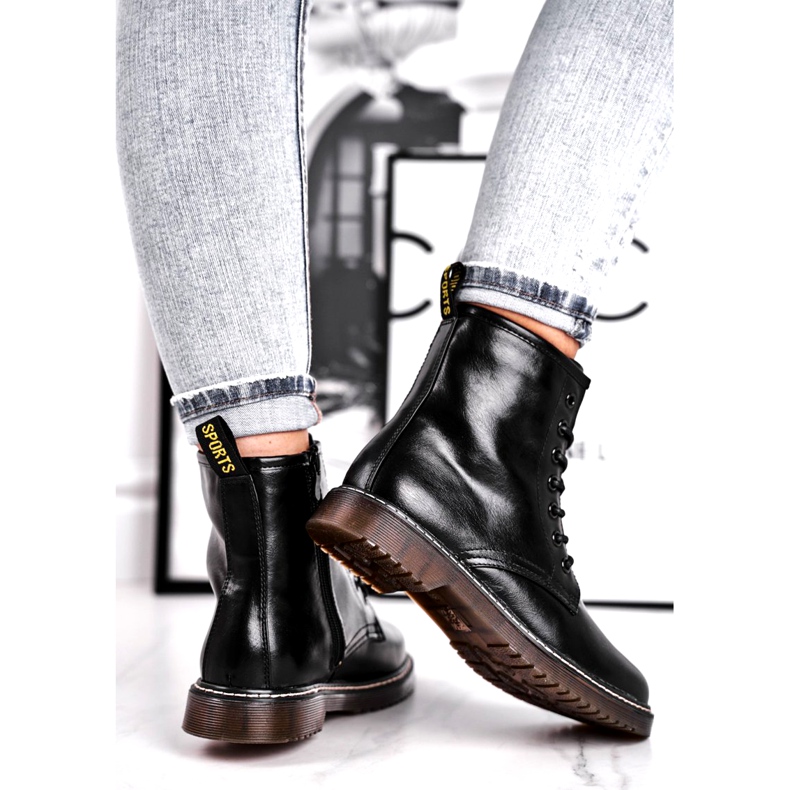 EVE Botas femininas lacadas trappers Botas pretas Marita preto 3