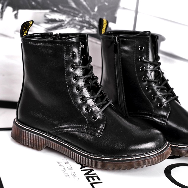 EVE Botas femininas lacadas trappers Botas pretas Marita preto 4