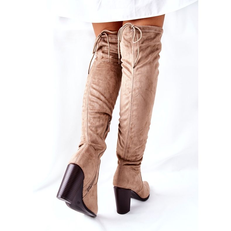 Vinceza Botas femininas com salto camurça bege Monleek 5 Vinceza Botas femininas com salto camurça bege Monleek 5