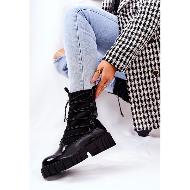 PL4 Trabalhadores de botas lacadas com uma meia preta Connor preto 2