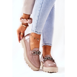 Mocassins Brogues Femininos de Couro Bege Escuro Laura Messi 2383 2