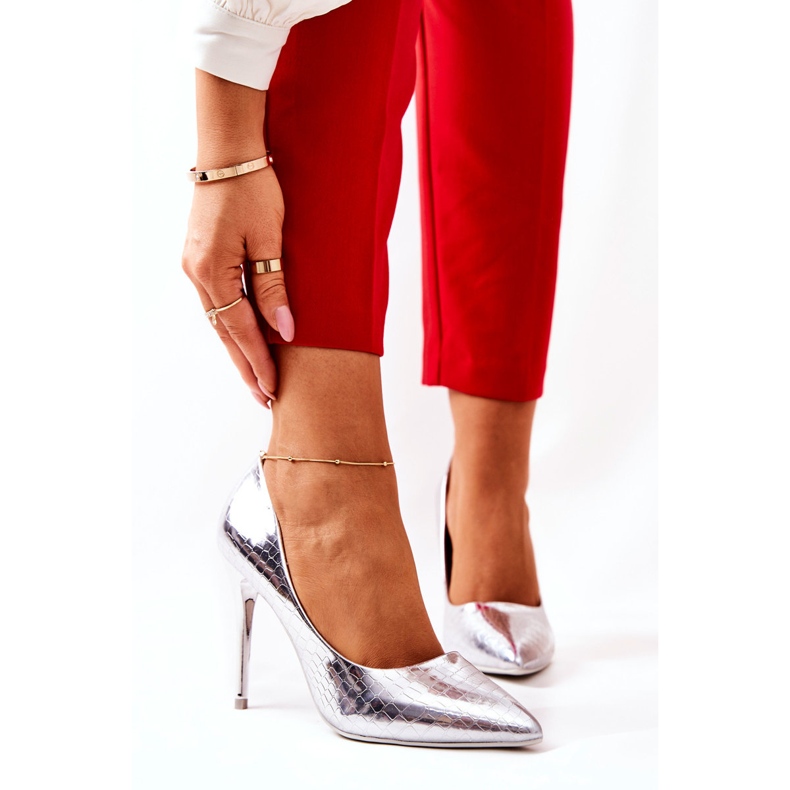 Alfinetes com padrão de cobra de tecido prateado prata 1