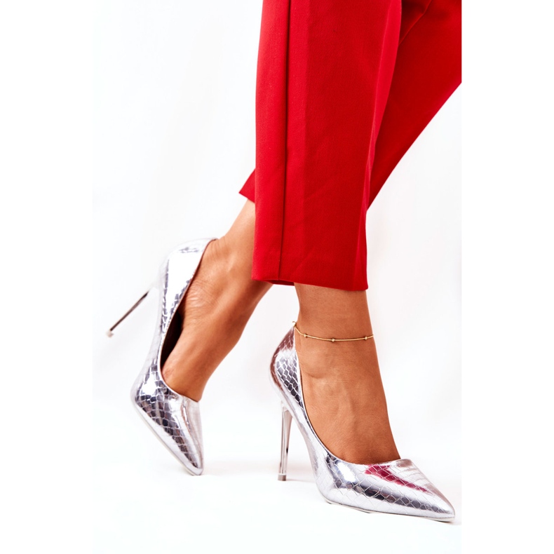 Alfinetes com padrão de cobra de tecido prateado prata 2