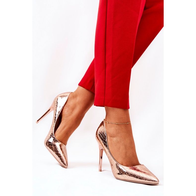 Padrão de cobra alfinetes rosa ouro tecido dourado 1