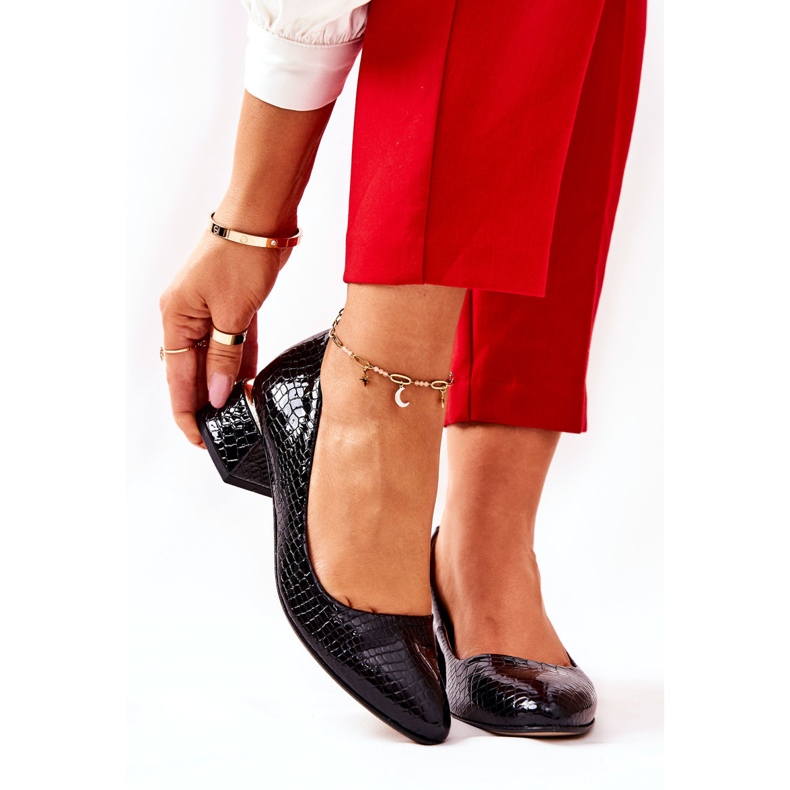 Lewski Shoes Bombas de couro de cobra Lewski 3118 preto 2