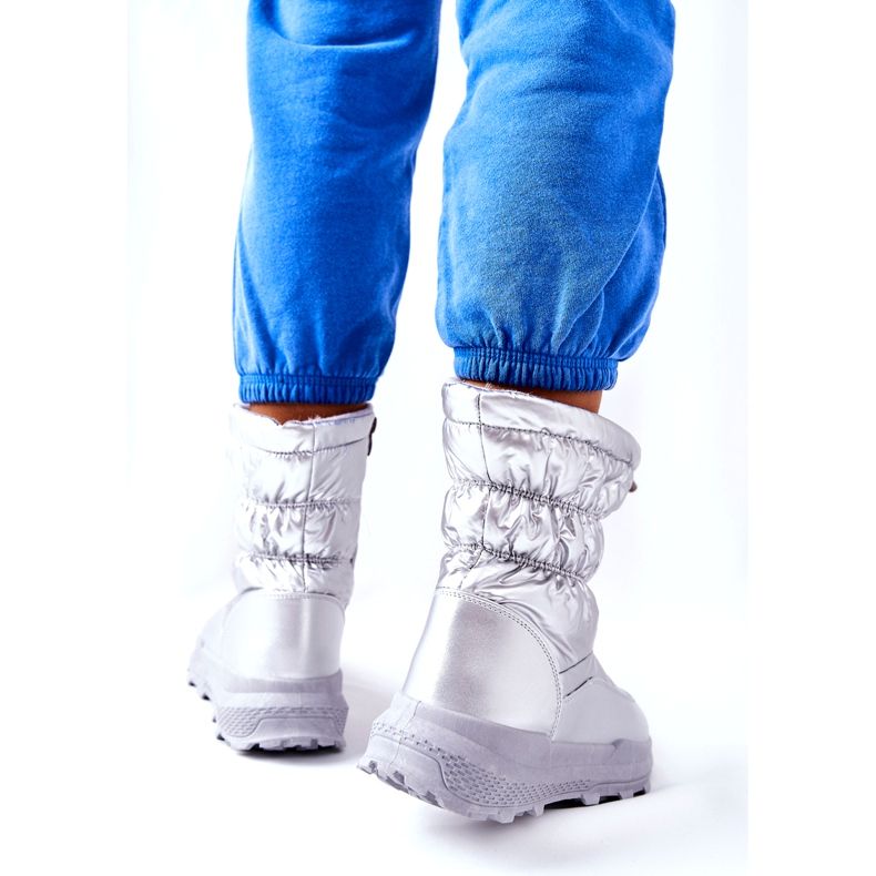 PE1 Botas femininas prateadas Starbone para neve quente com zíper prata 3
