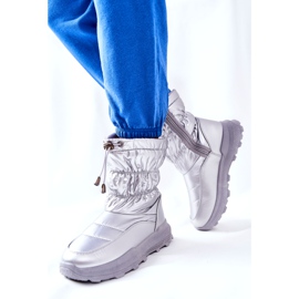 PE1 Botas femininas prateadas Starbone para neve quente com zíper prata 4 PE1 Botas femininas prateadas Starbone para neve quente com zíper prata 4