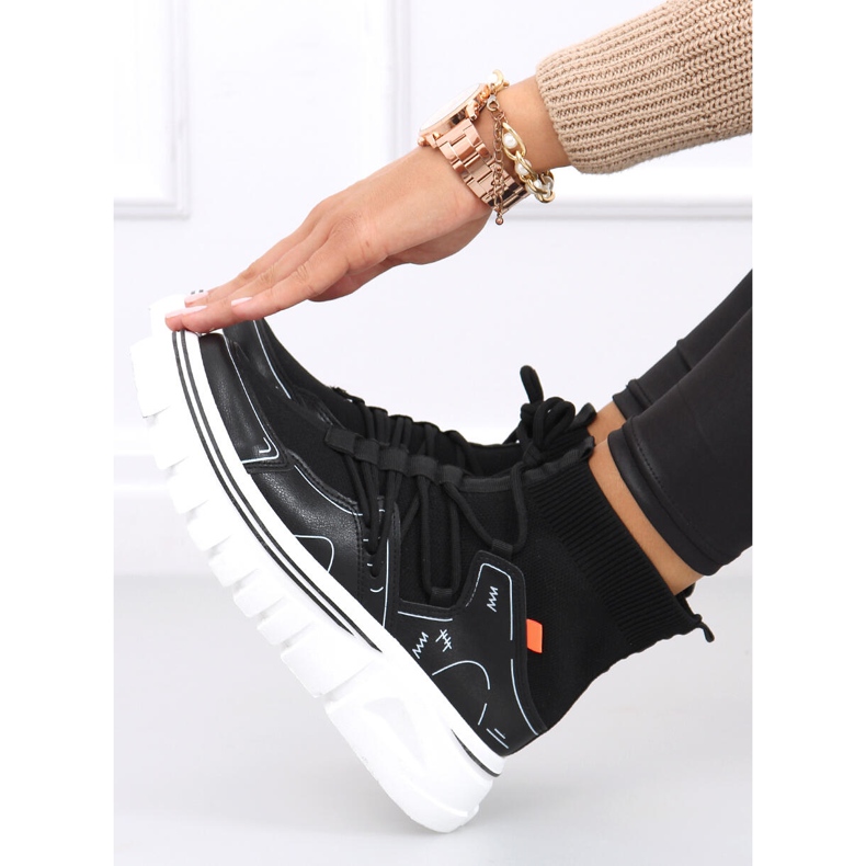 Calçado desportivo com meia Malin Black preto 1