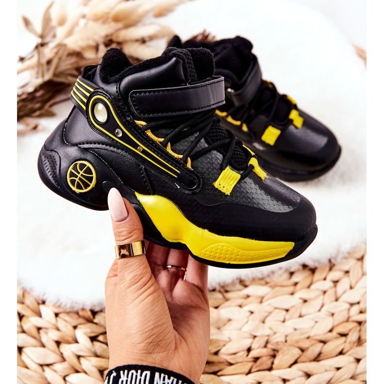 PJ2 Botas infantis pretas quentes para neve Herry preto amarelo 1 PJ2 Botas infantis pretas quentes para neve Herry preto amarelo 1