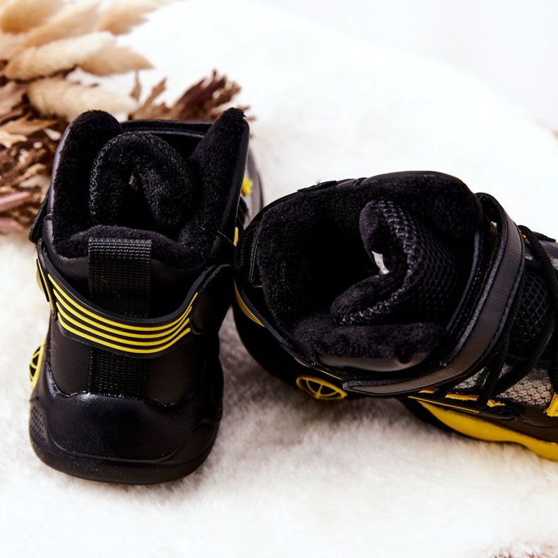 PJ2 Botas infantis pretas quentes para neve Herry preto amarelo 2 PJ2 Botas infantis pretas quentes para neve Herry preto amarelo 2
