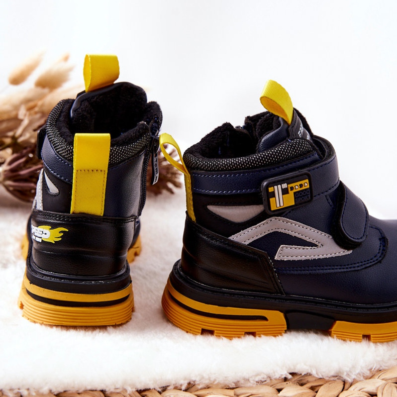 PJ2 Botas Quentes Infantis Com Velcro Azul Marinho Fruzio azul-marinho 2