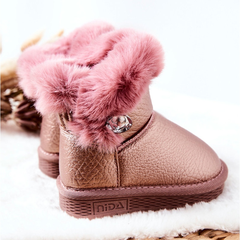Botas Quentes de Neve Com Bessie De Pele Rosa 2