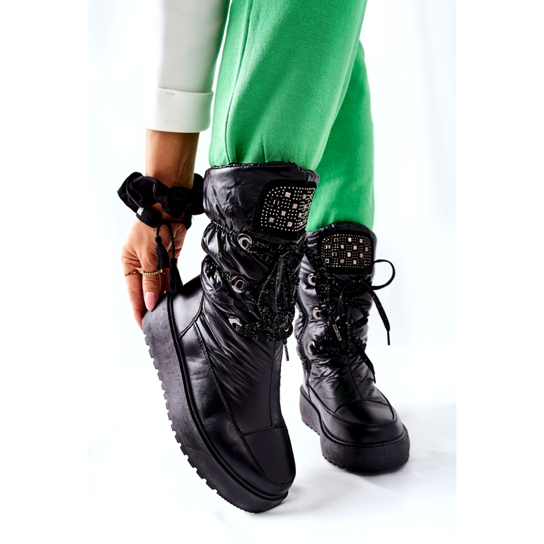 S.Barski Botas pretas quentes de neve femininas Chardonnay preto 6