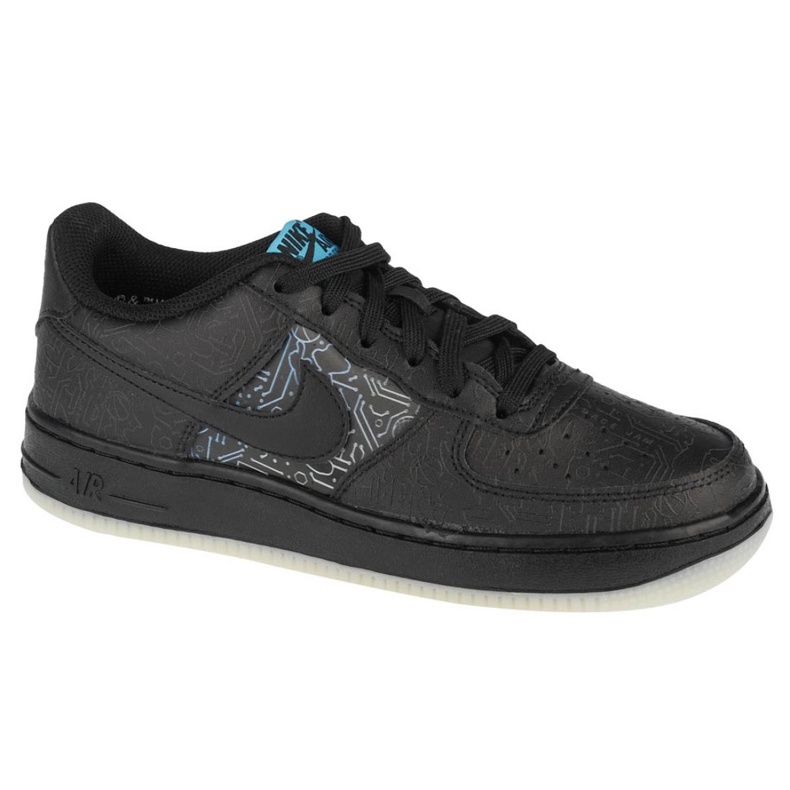 Sapata Nike Air Force 1 Low Gs Jr DN1434-001 preto azul 1