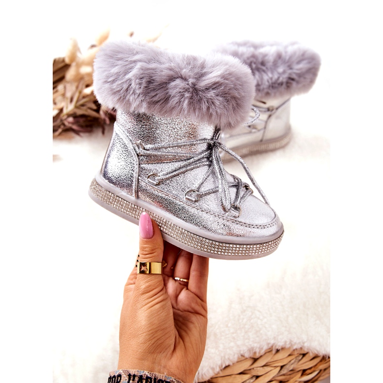 FR1 Botas de neve infantis com pele de prata Grandis 3