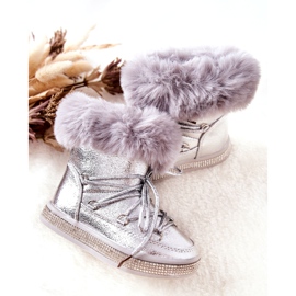 FR1 Botas de neve infantis com pele de prata Grandis 4 FR1 Botas de neve infantis com pele de prata Grandis 4
