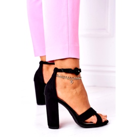 SEA Sandálias femininas com salto em camurça preta Telmen preto 4