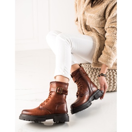 Super Mode Botas de amarrar com fivela marrom 2