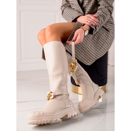 Diamantique Botas com enfeite de moda bege 2