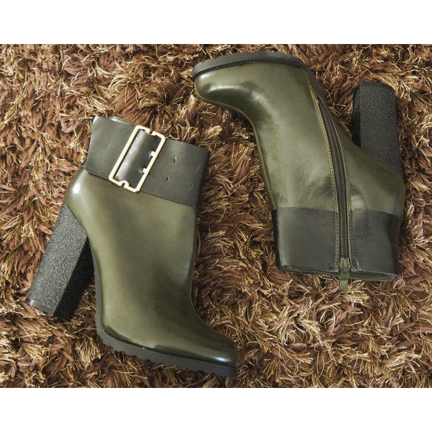 Botas elegantes com fivela em poste 1742 Khaki preto cáqui 1