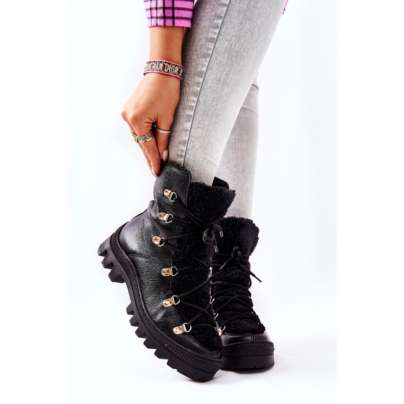 PF1 Botas de couro quente caçadores de cateline preto 1