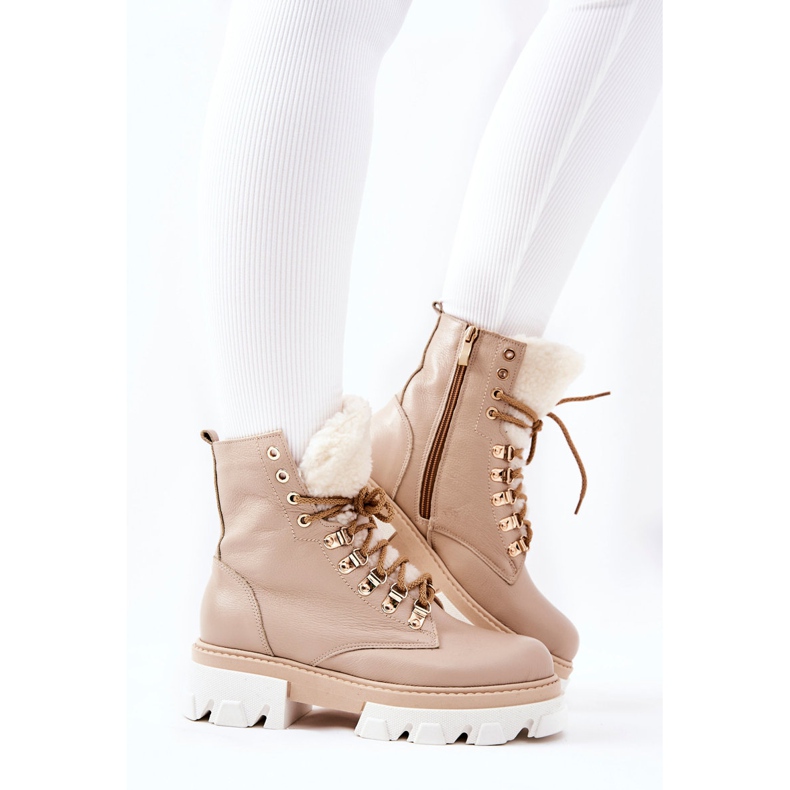 PF1 Botas de couro quente de trabalho bege Lecolly 1 PF1 Botas de couro quente de trabalho bege Lecolly 1