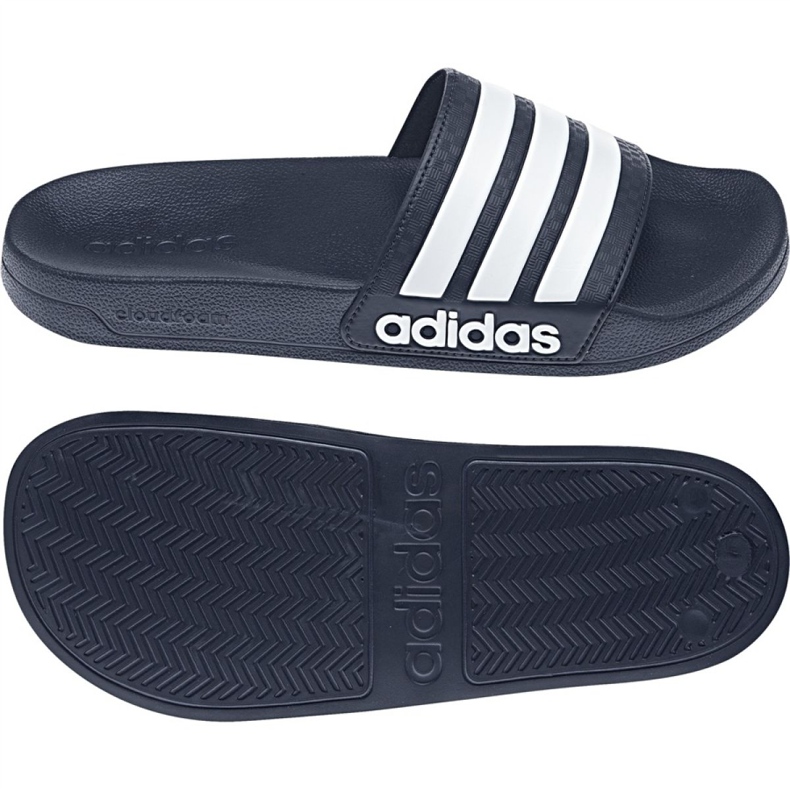 Chinelos Adidas Adilette Shower AQ1703 branco azul marinho 5