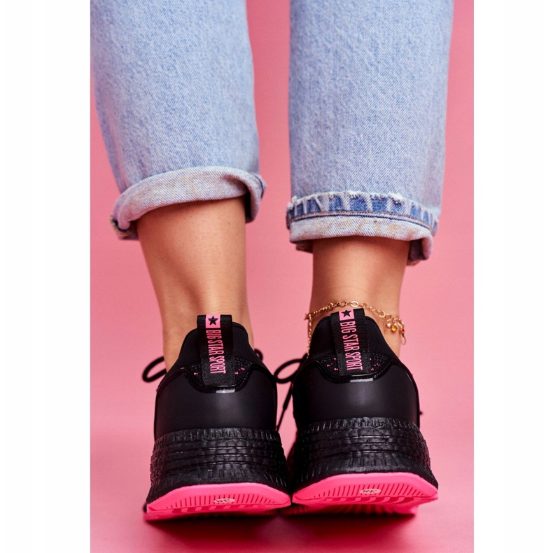 Tênis feminino esportivo Big Star preto fúcsia FF274964 rosa 5