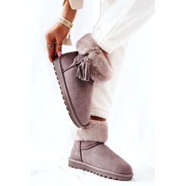 Snowfock feminino isolado com franjas cinza 4