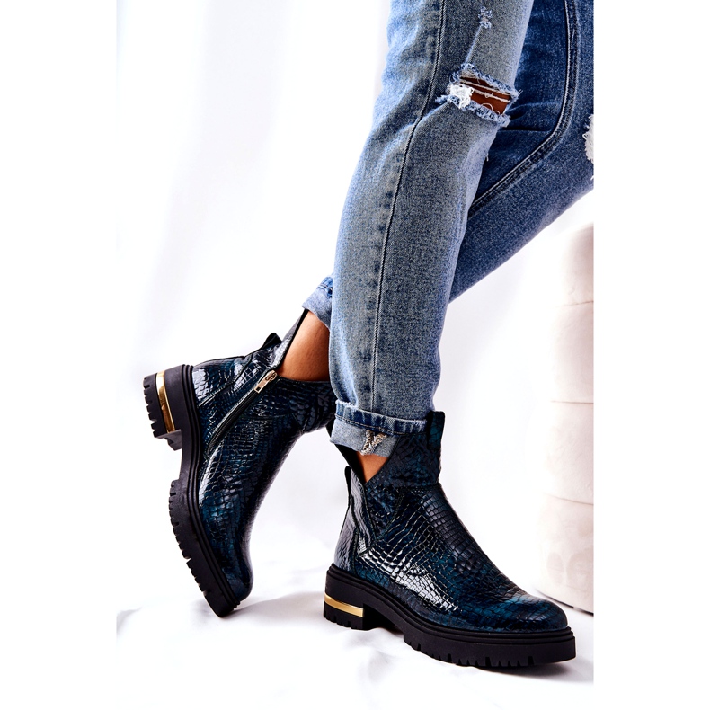 PA2 Botas de couro quente de crocodilo tanya verde preto 1