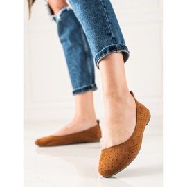 TRENDI Bailarinas com bordados confortáveis marrom 1