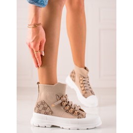 TRENDI Calçados esportivos altos bege castanho 1