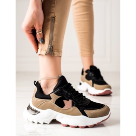 Sweet Shoes Tênis da moda bege preto rosa 1