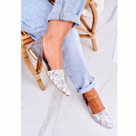 Bailarinas elegantes de couro com flores Laura Messi 1110 branco rosa multicolorido 2