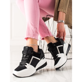 TRENDI Tênis Light Wedge branco preto 1