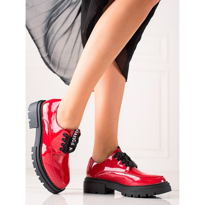 La.Fi sapatos de moda com cadarço vermelho 1