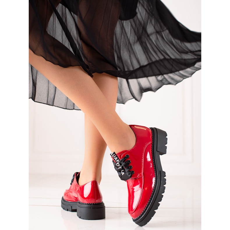 La.Fi sapatos de moda com cadarço vermelho 2