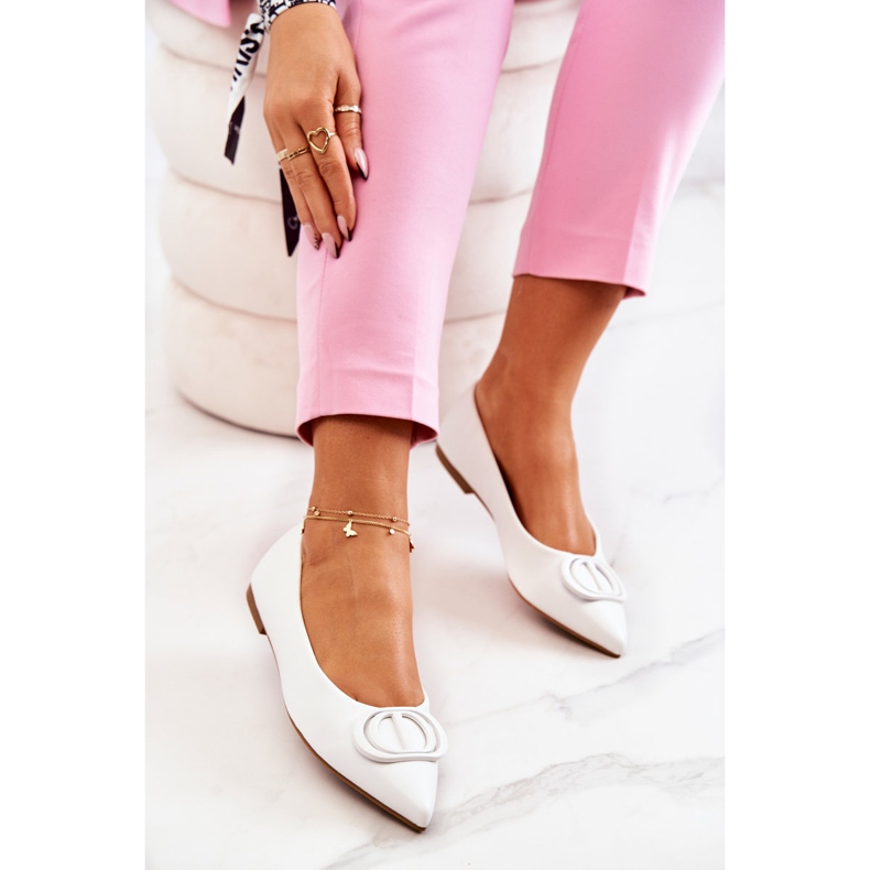 PS1 Bailarinas de couro em Spitz branco Rachelle 1