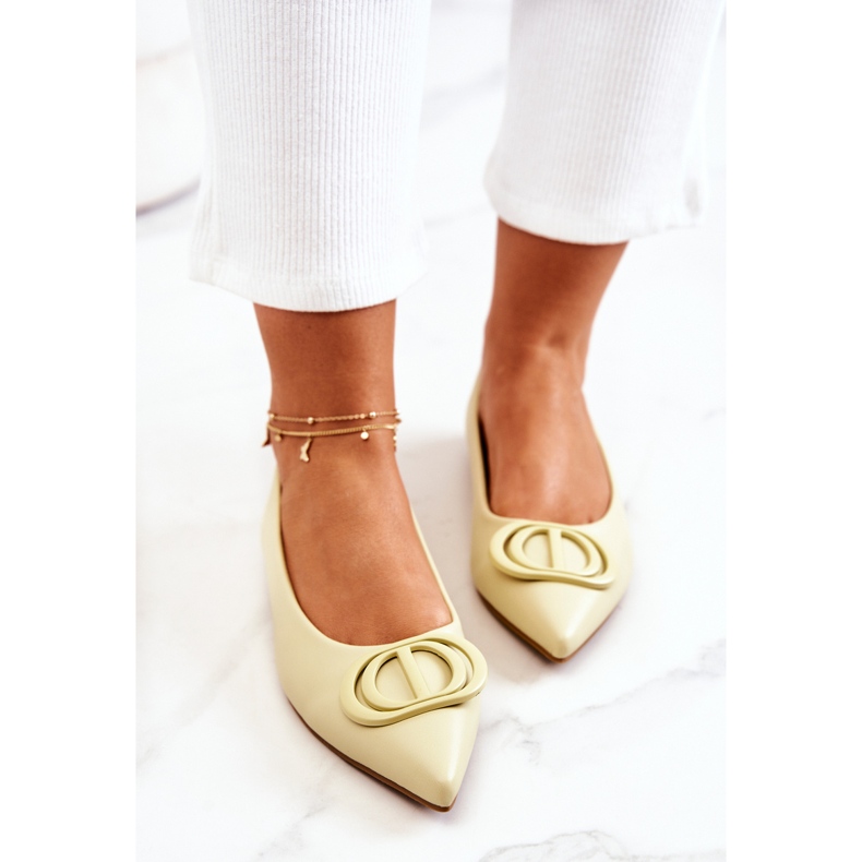 PS1 Bailarinas de couro no Spitz verde brilhante de Rachelle amarelo 1