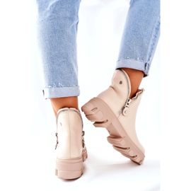 FI1 Botas femininas de tornozelo com recortes de ritmo bege 5