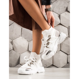 TRENDI Tênis da Moda branco prata cinza 1