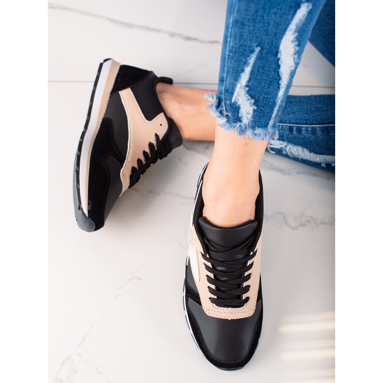 TRENDI Calçados Esportivos Casuais bege preto 1