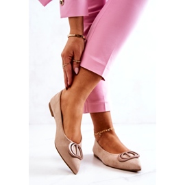 PS1 Bailarinas de camurça em Spitz Bege Neriso 2