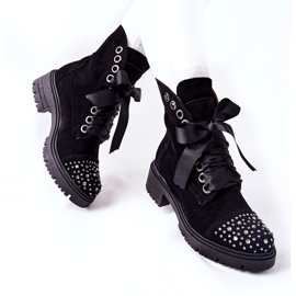 Lewski Shoes Botas de camurça de trabalho Sapatos Lewski amarrados 3069 pretos 2