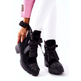 Lewski Shoes Botas de camurça de trabalho Sapatos Lewski amarrados 3069 pretos 3