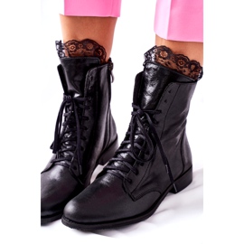 Botas aquecidas de couro feminino Nicole Black 2193 preto 2