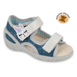 Sapatos infantis Befado pu 065P154 azul marinho prata 1