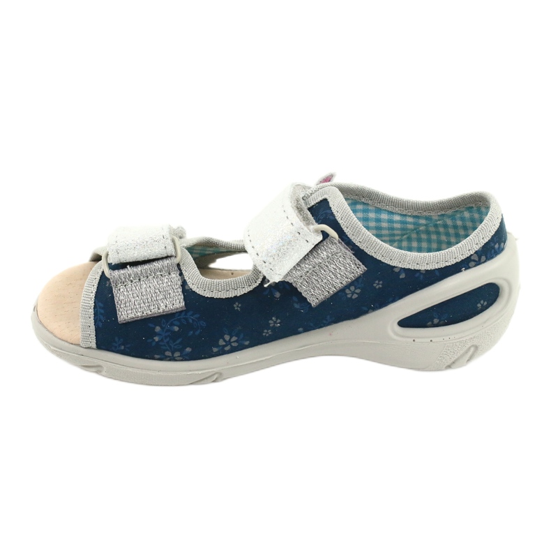 Sapatos infantis Befado pu 065P154 azul marinho prata 2