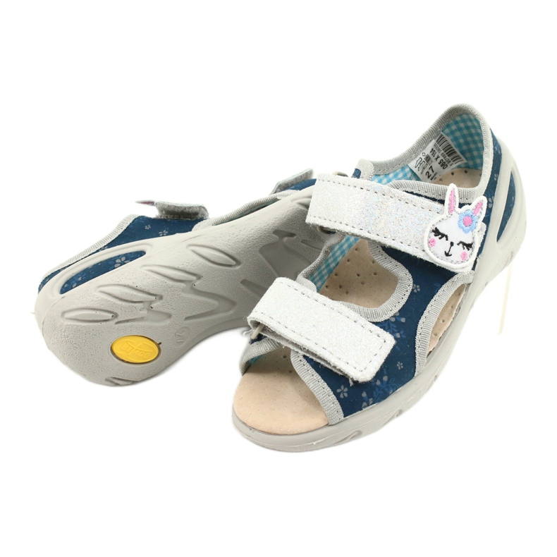 Sapatos infantis Befado pu 065P154 azul marinho prata 4